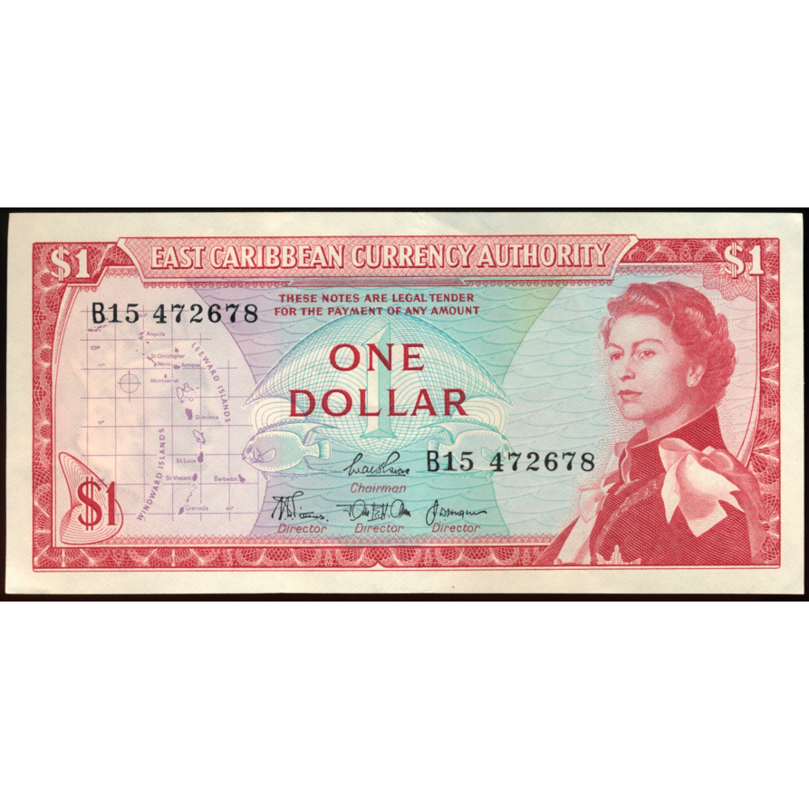 EAST CARIBBEAN P.13b 1965 $1 EF B15