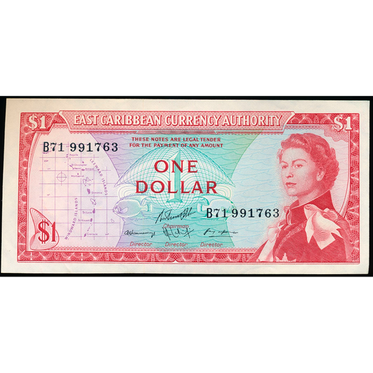 EAST CARIBBEAN P.13f 1965 $1 UNC B71