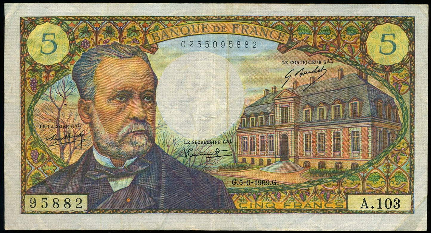 FRANCE P.146b 1969 5Fr Tondu, Morant, Bouchet VF