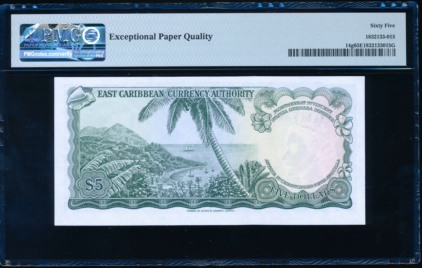 EAST CARIBBEAN P.14g 1965 $5 GEM UNC 65 EPQ