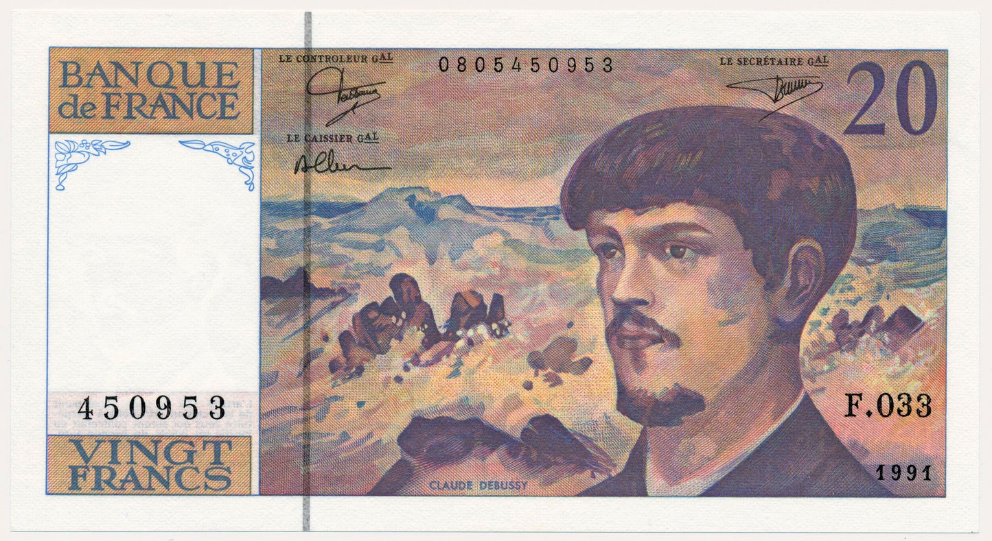 FRANCE P.151e 1991 20Fr Bruneel, Dentaud, Charriau UNC