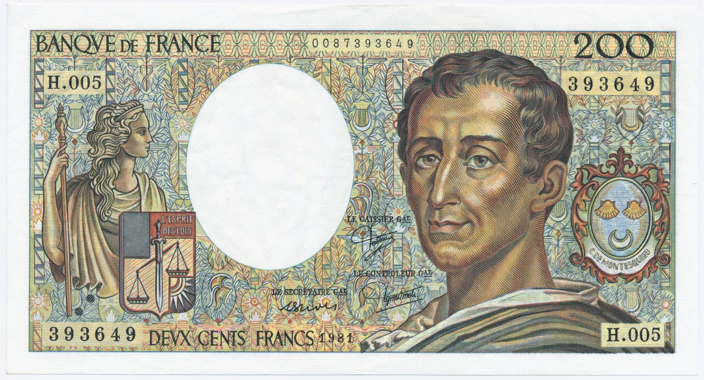 FRANCE P.155a 1981 200Fr Strohl, Tronche, Dentaud AUNC