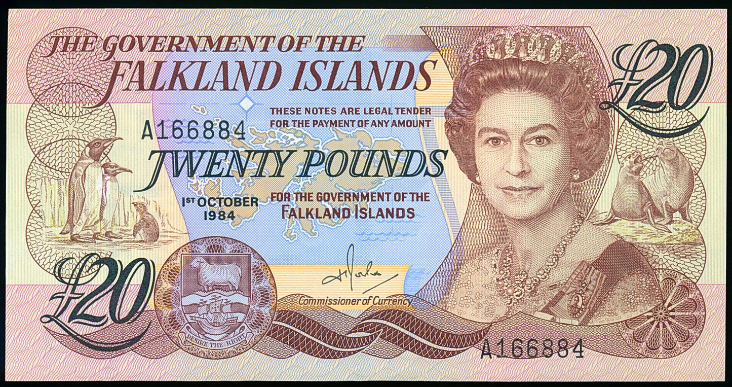 FALKLAND ISLANDS P.15 1986 £20 UNC