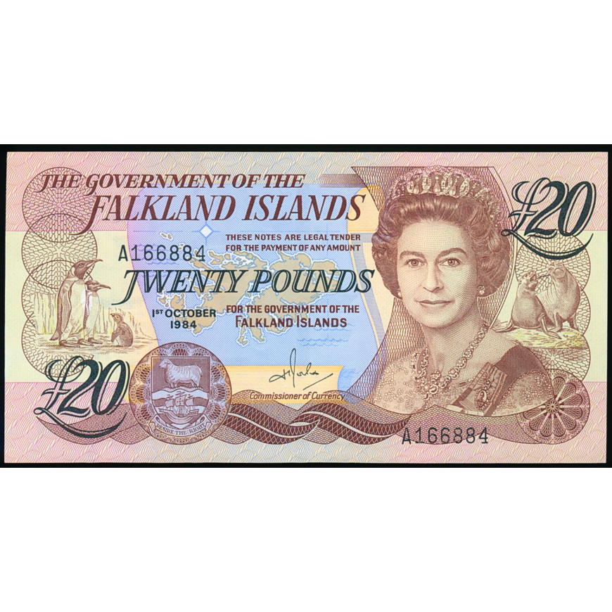 FALKLAND ISLANDS P.15 1986 £20 UNC