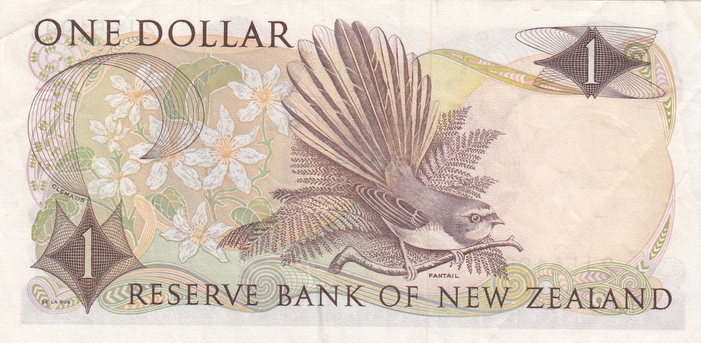 NEW ZEALAND P.163a 1967-1981 $1 NEF