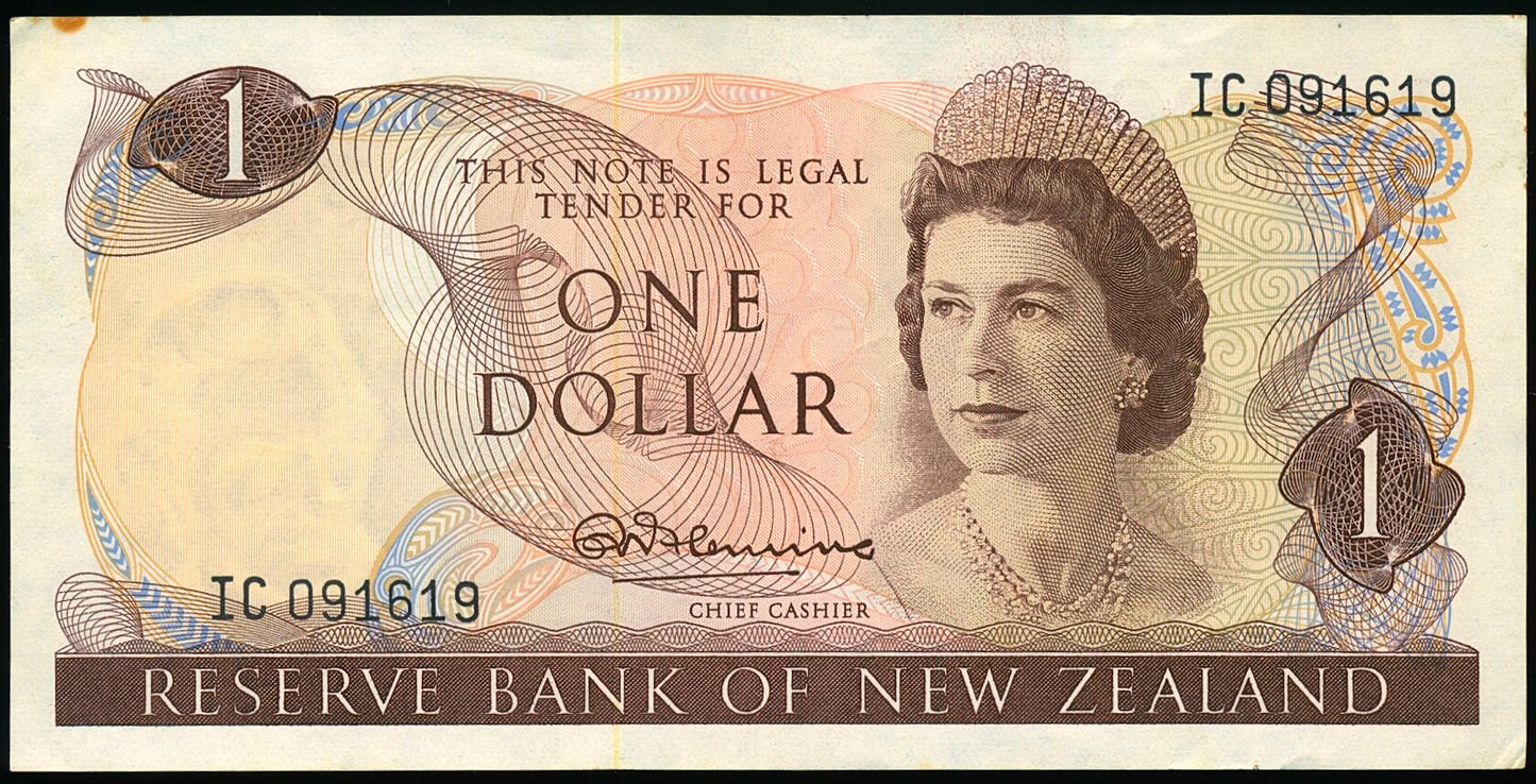 NEW ZEALAND P.163a 1967-1981 $1 GEF