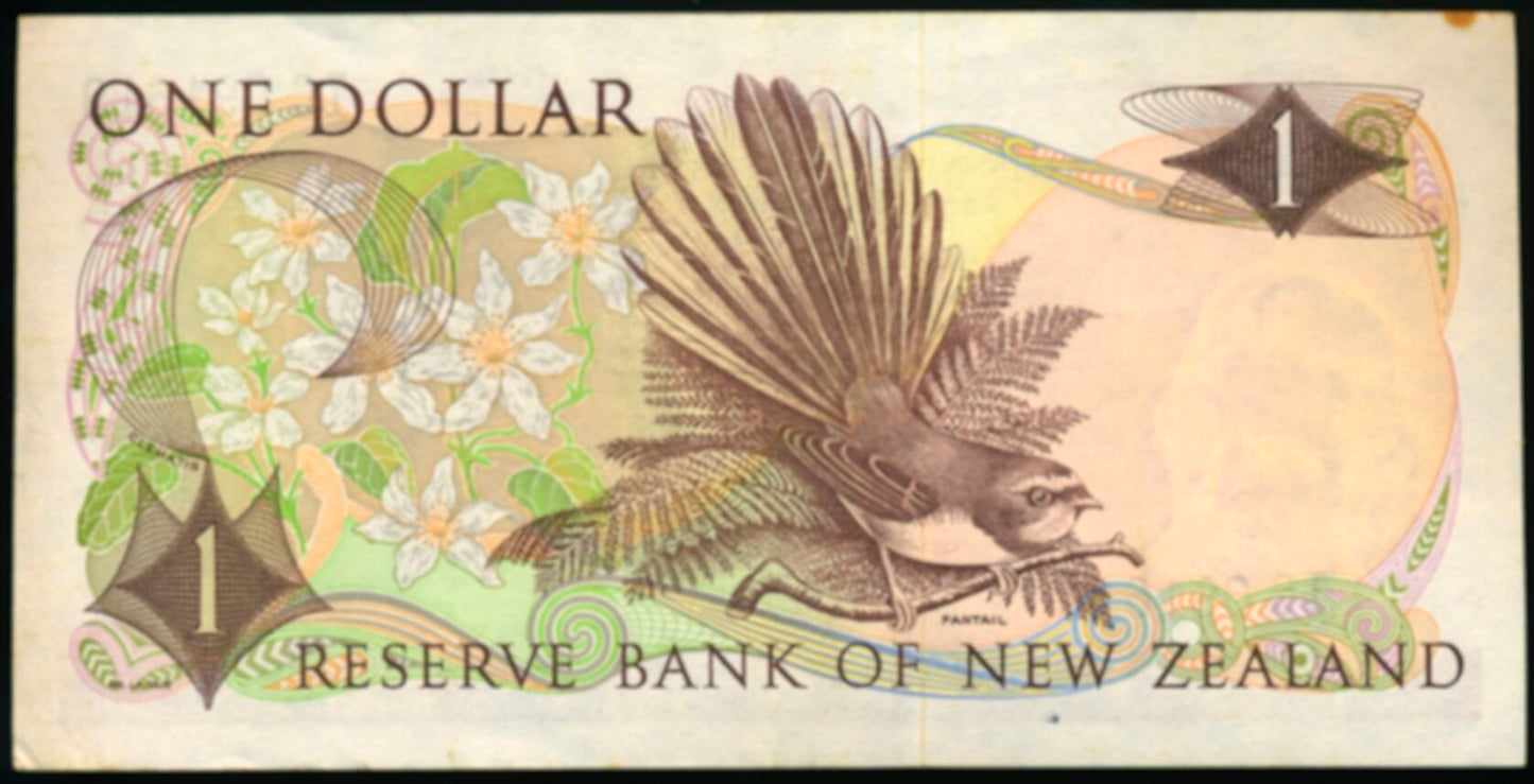 NEW ZEALAND P.163a 1967-1981 $1 GEF