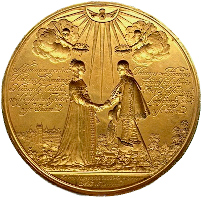 1641 Marriage of Princess Mary and William of Orange 71mm electrotype brass copy E137ref MI 287/10 UNC