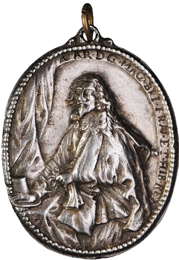 1642 Battle of Edgehill 45mm uniface oval silver medal MI 298/118 VF