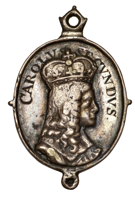 1649 (c) Charles II Royalist silver badge 23*19mm issued in exile MI 440/9 AVF