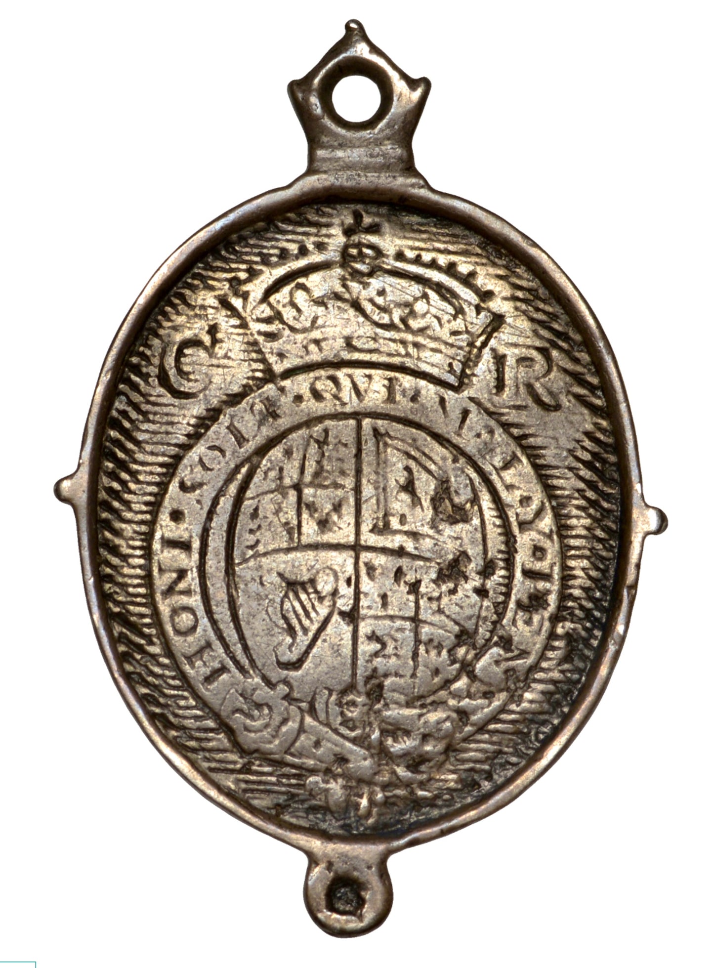 1649 (c) Charles II Royalist silver badge 23*19mm issued in exile MI 440/9 AVF