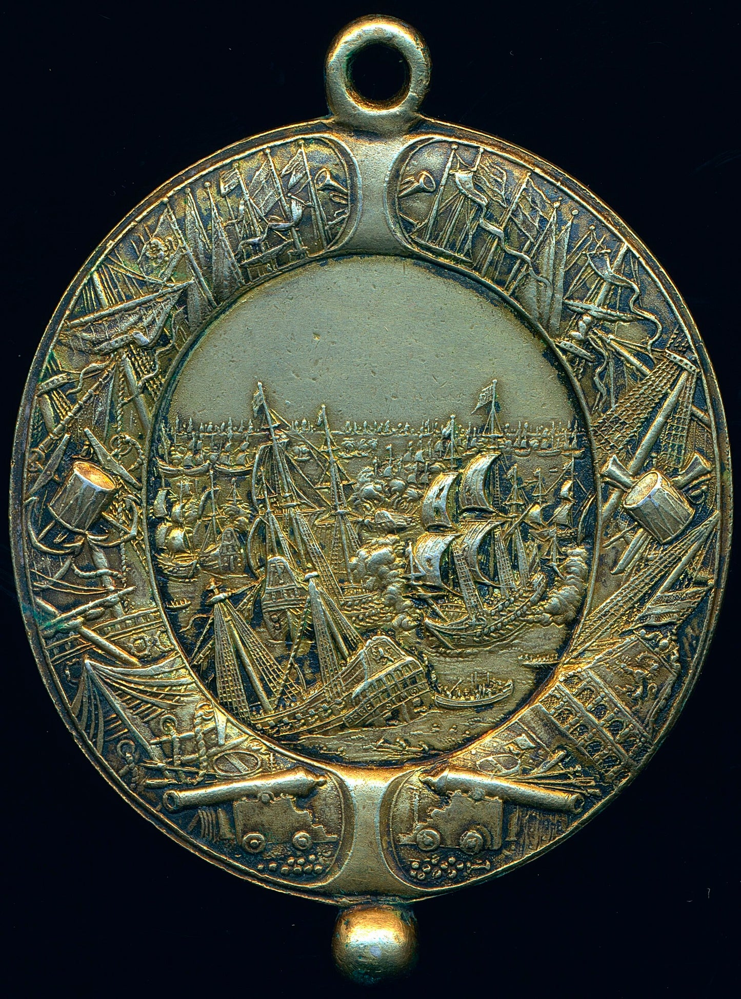 1653 Naval Reward (electrotype copy) 71mm gilt bronze medal MI 400/28 E185 EF