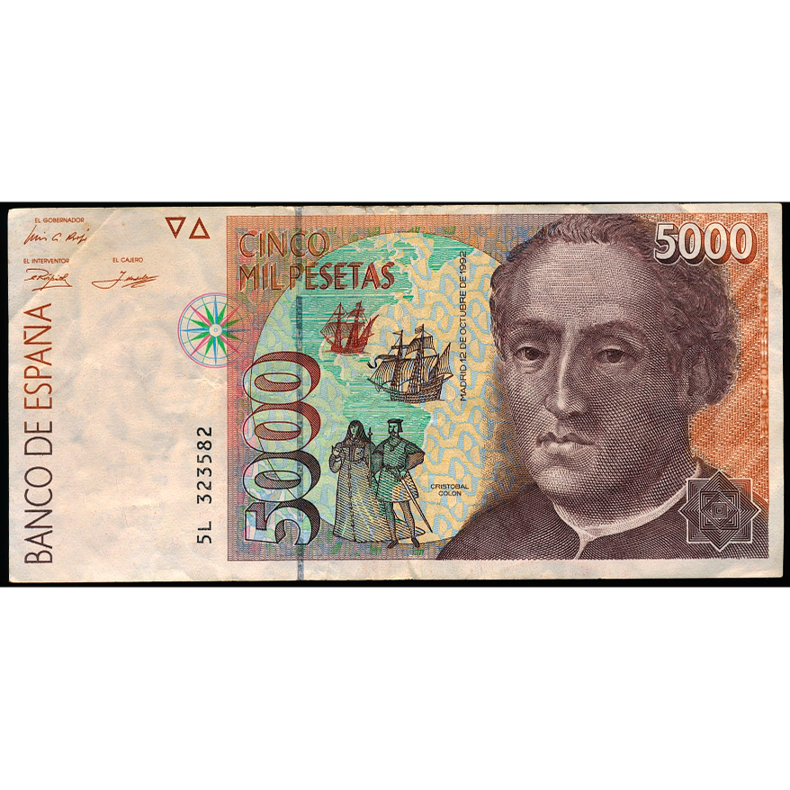 SPAIN P.165 1992 5000 Peseta EF