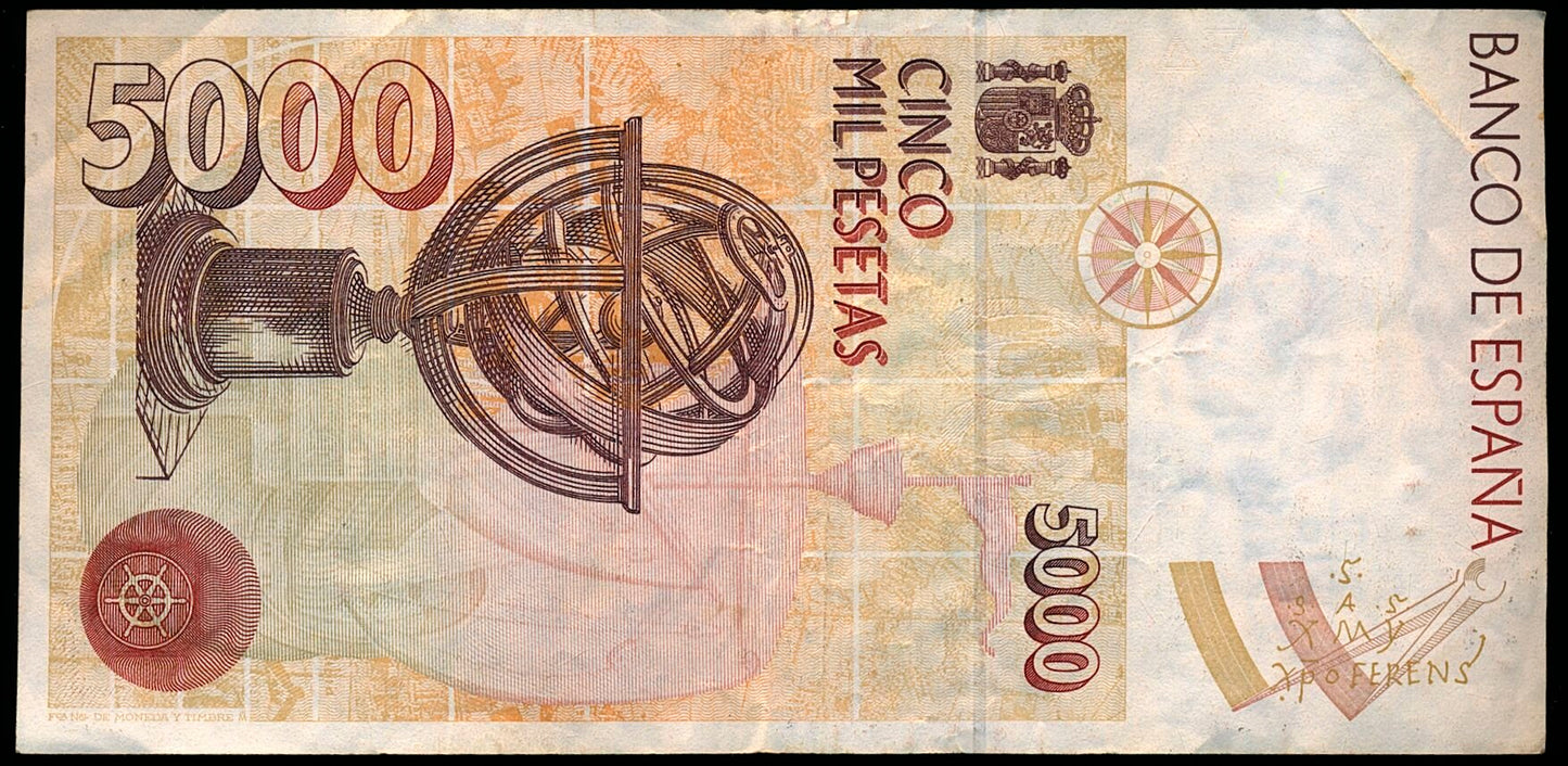 SPAIN P.165 1992 5000 Peseta EF