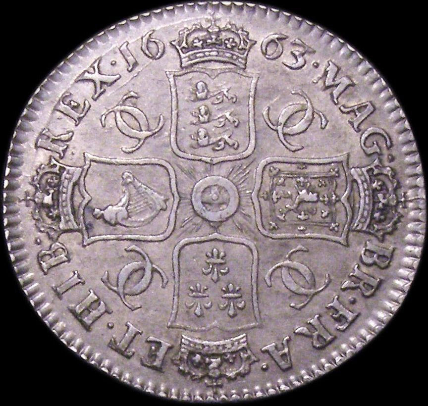 1663 Shilling First bust variety S3372 ESC 506 NEF