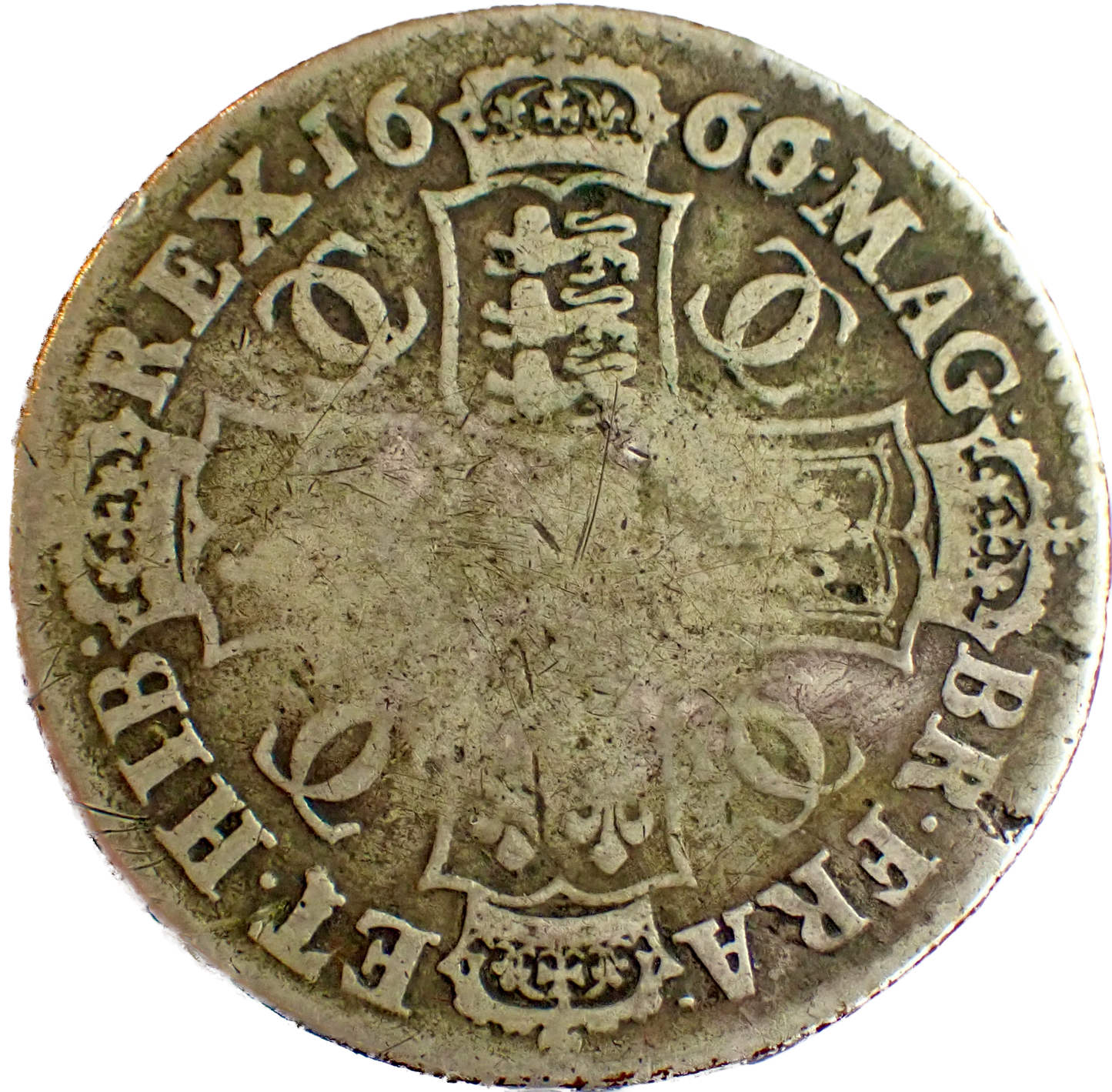 1666/4 Halfcrown Third bust Edge XVIII S3363 ESC 446 Excessively rare (R5) Fair