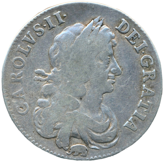 1666/4 Halfcrown Third bust Edge XVIII  Elephant below S3364 ESC 447 Extremely rare (R3) F