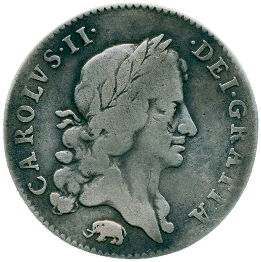 1666 Shilling Guinea head Elephant below bust S3374 ESC 509 Excessively rare (R4) F