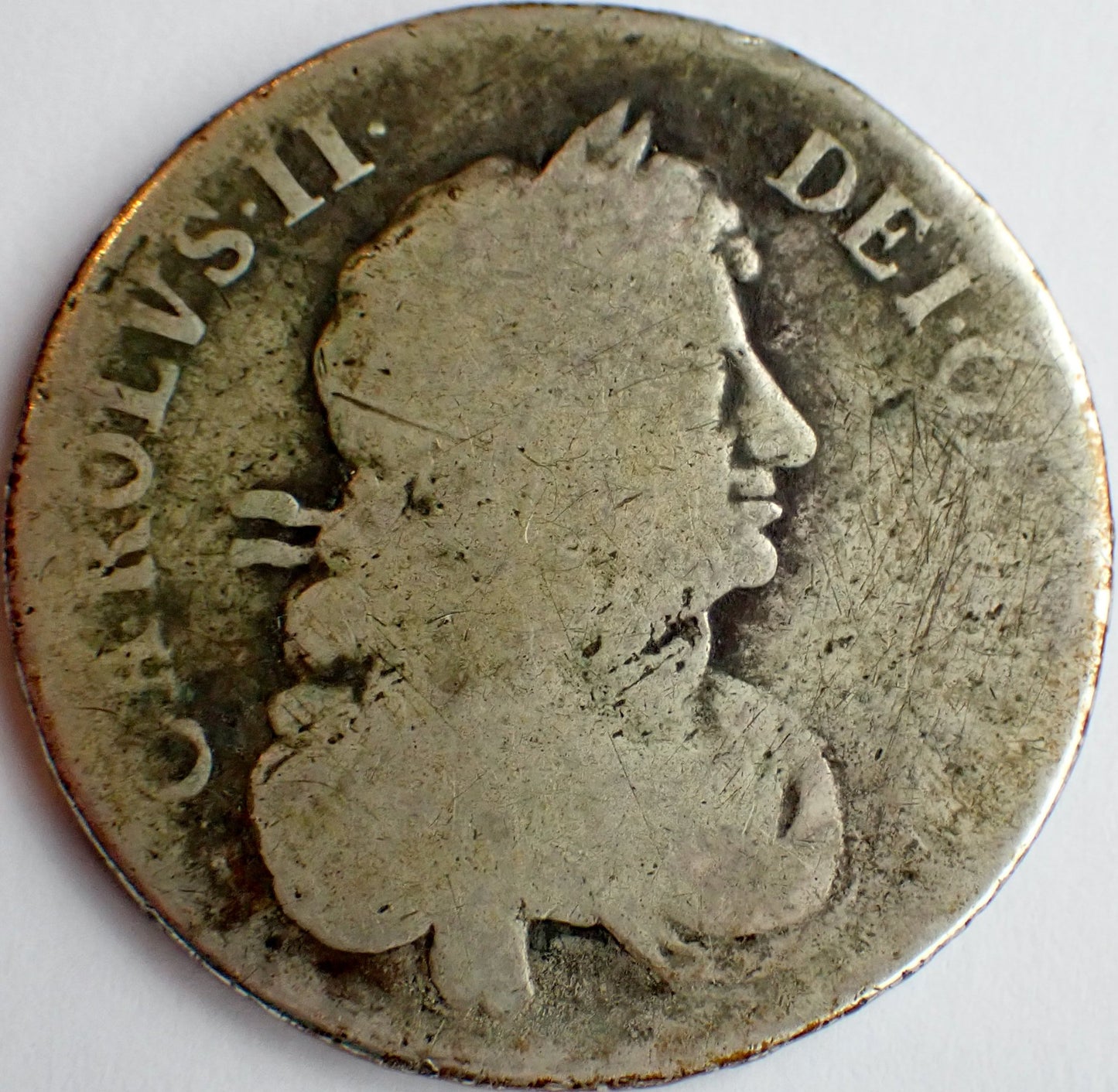 1666/4 Halfcrown Third bust Edge XVIII S3363 ESC 446 Excessively rare (R5) Fair