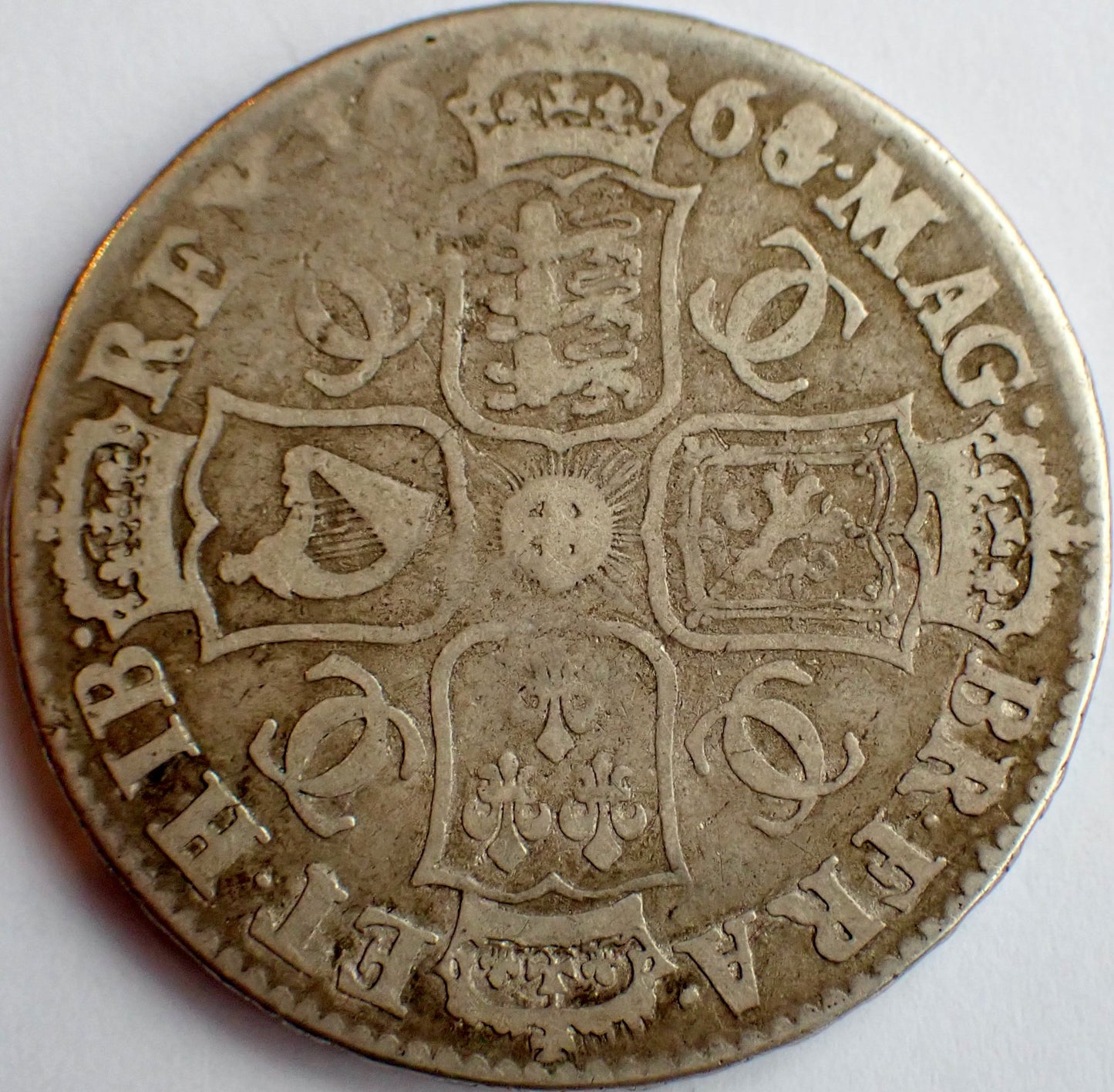 1668/4 Halfcrown Third bust Edge VICESIMO S3365 ESC 449 Very rare (R2) NF/F