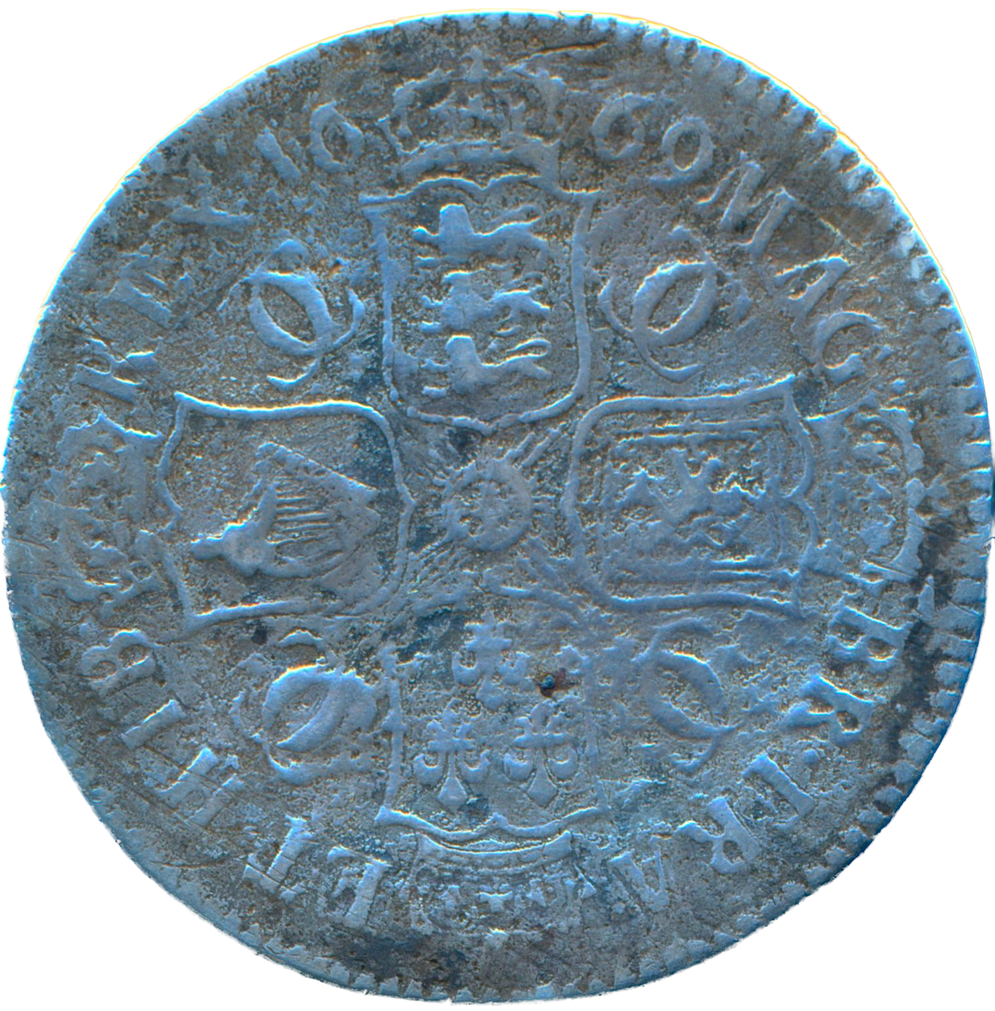 1669 Halfcrown Third bust Edge V. PRIMO S3365 ESC 450 Excessively rare (R5) Fair