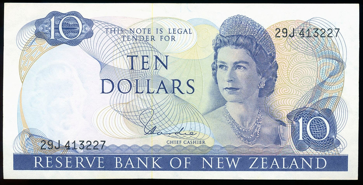 NEW ZEALAND P.166d 1967-1981 $10 Choice VF 35 EPQ