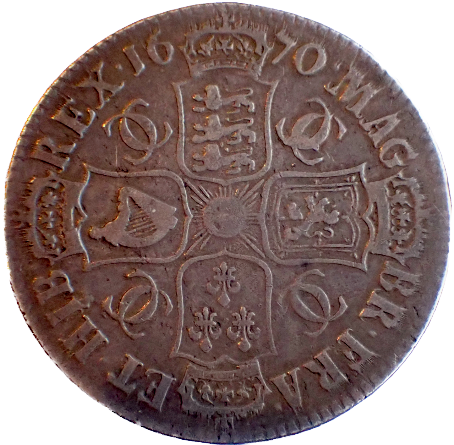 1670 Halfcrown Third bust Edge V. SECVNDO S3365 ESC 453 AVF
