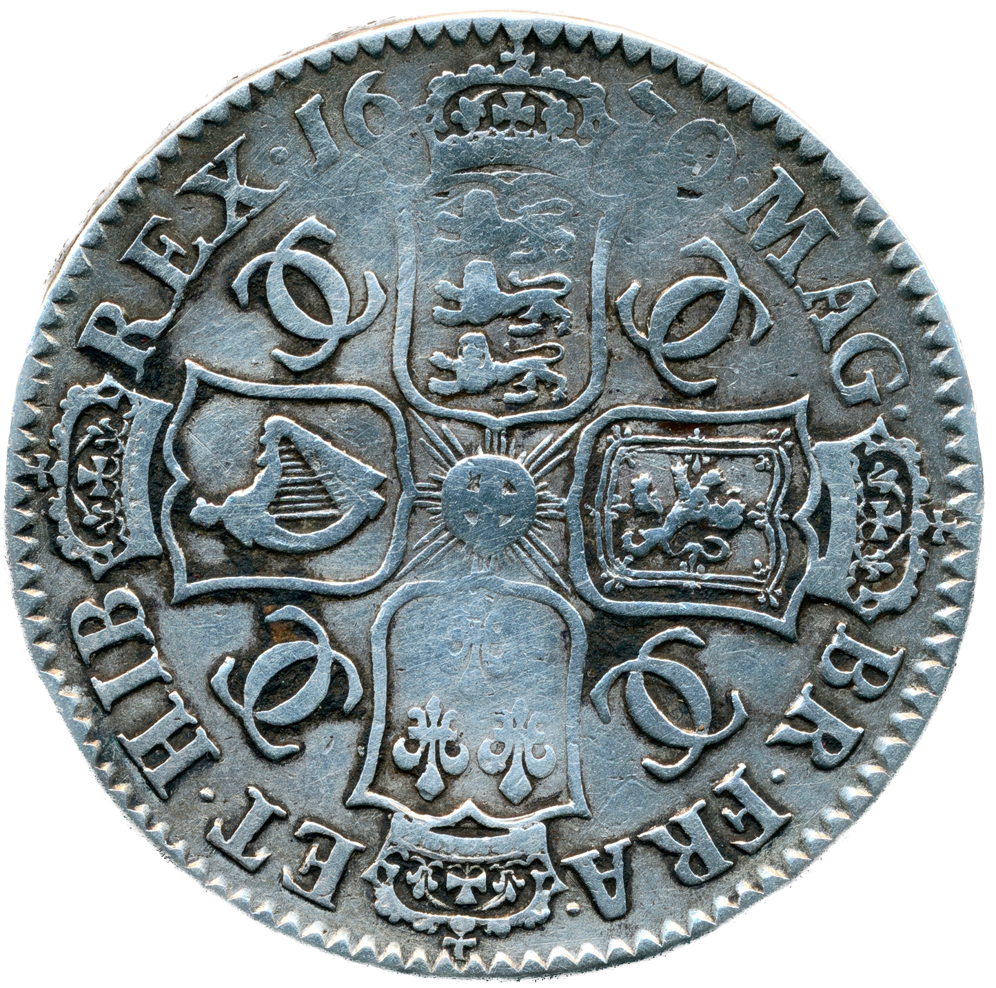 1670 Halfcrown Third bust Edge V. SECVNDO MRG error S3365 ESC 455var Extremely rare (R3) GF