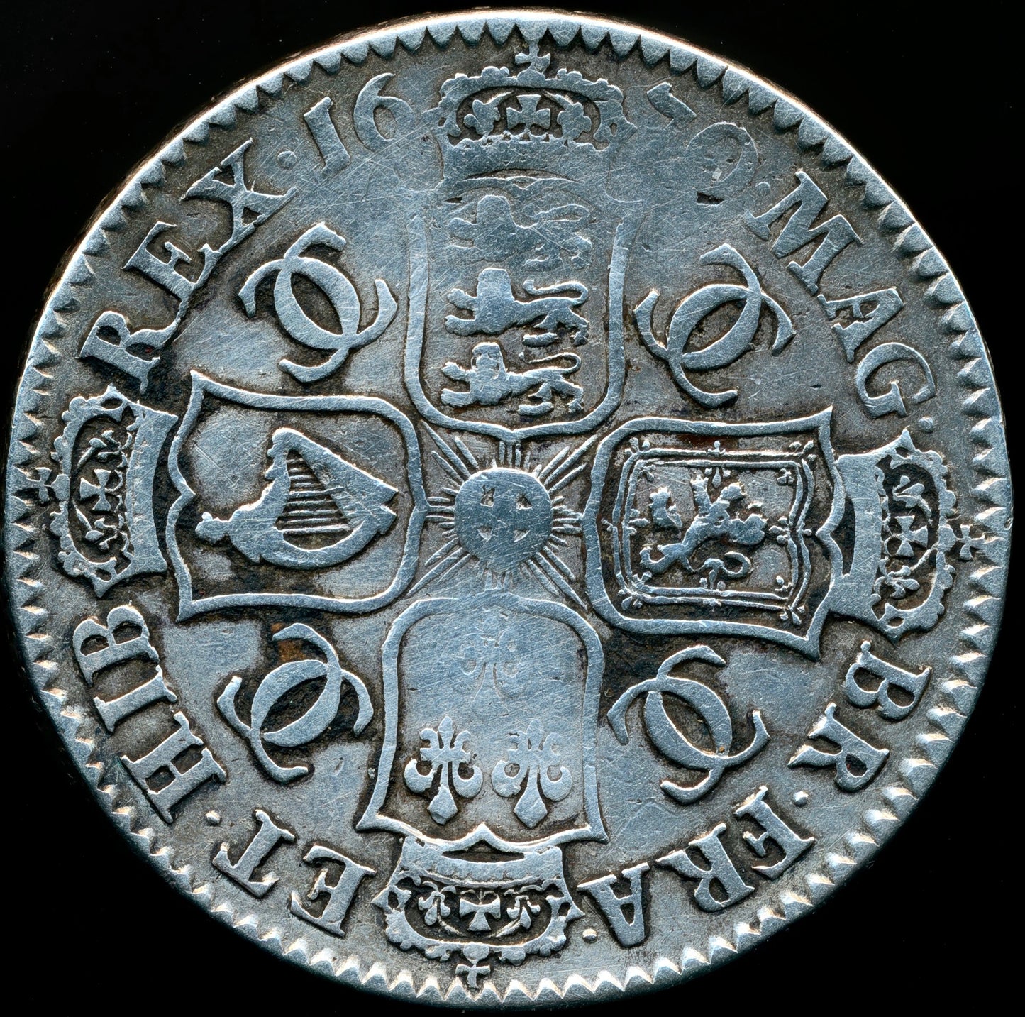 1670 Halfcrown Third bust Edge V. SECVNDO MRG error S3365 ESC 455var Extremely rare (R3) GF