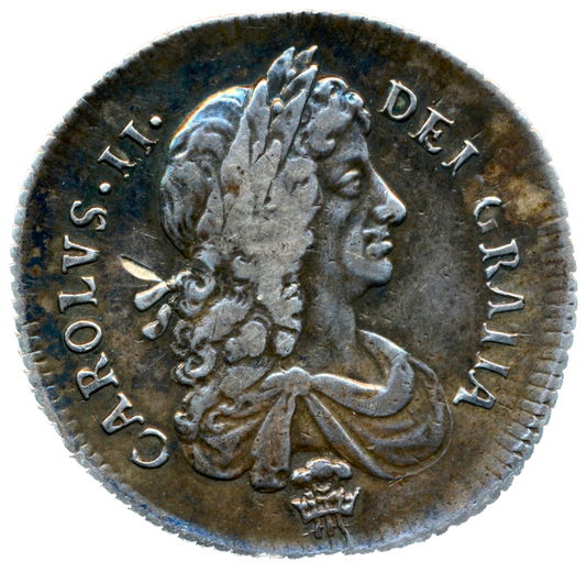 1671 Shilling Second bust Plume below bust S3376 ESC 520 Very rare (R2) GVF