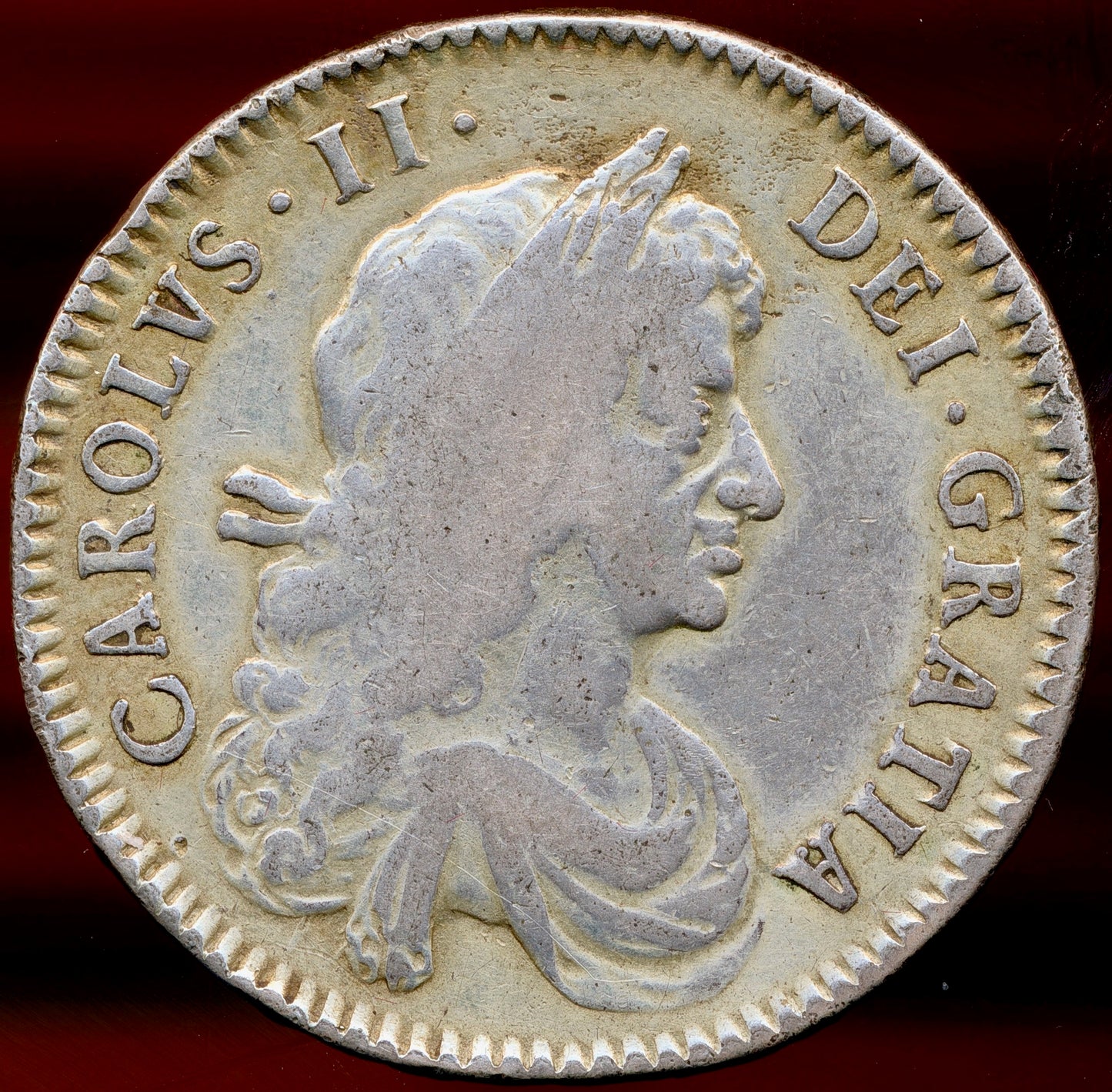 1671 Halfcrown Third bust variety Edge V. TERTIO S3366 ESC 457 GF/AVF
