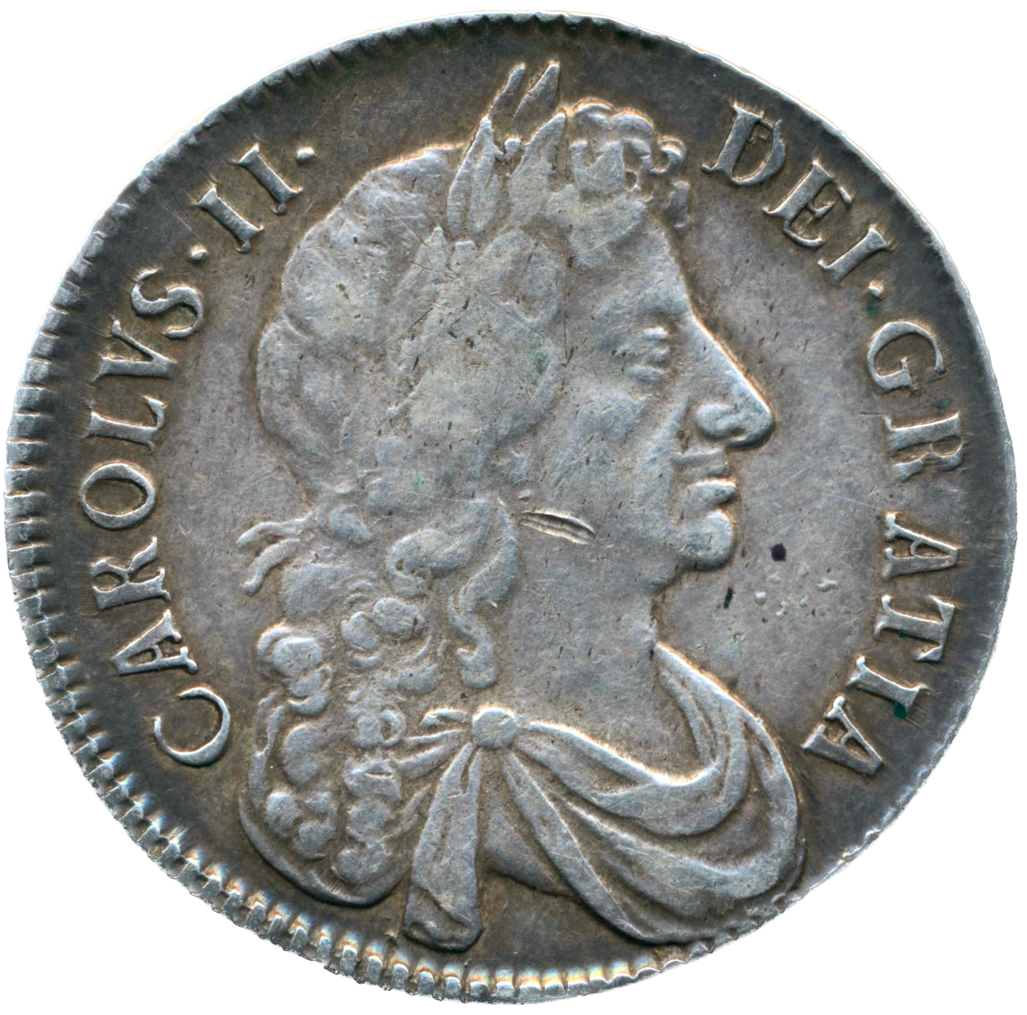 1673 Halfcrown Fourth bust Edge V. QVINTO S3367 ESC 463 Rare GVF/NEF