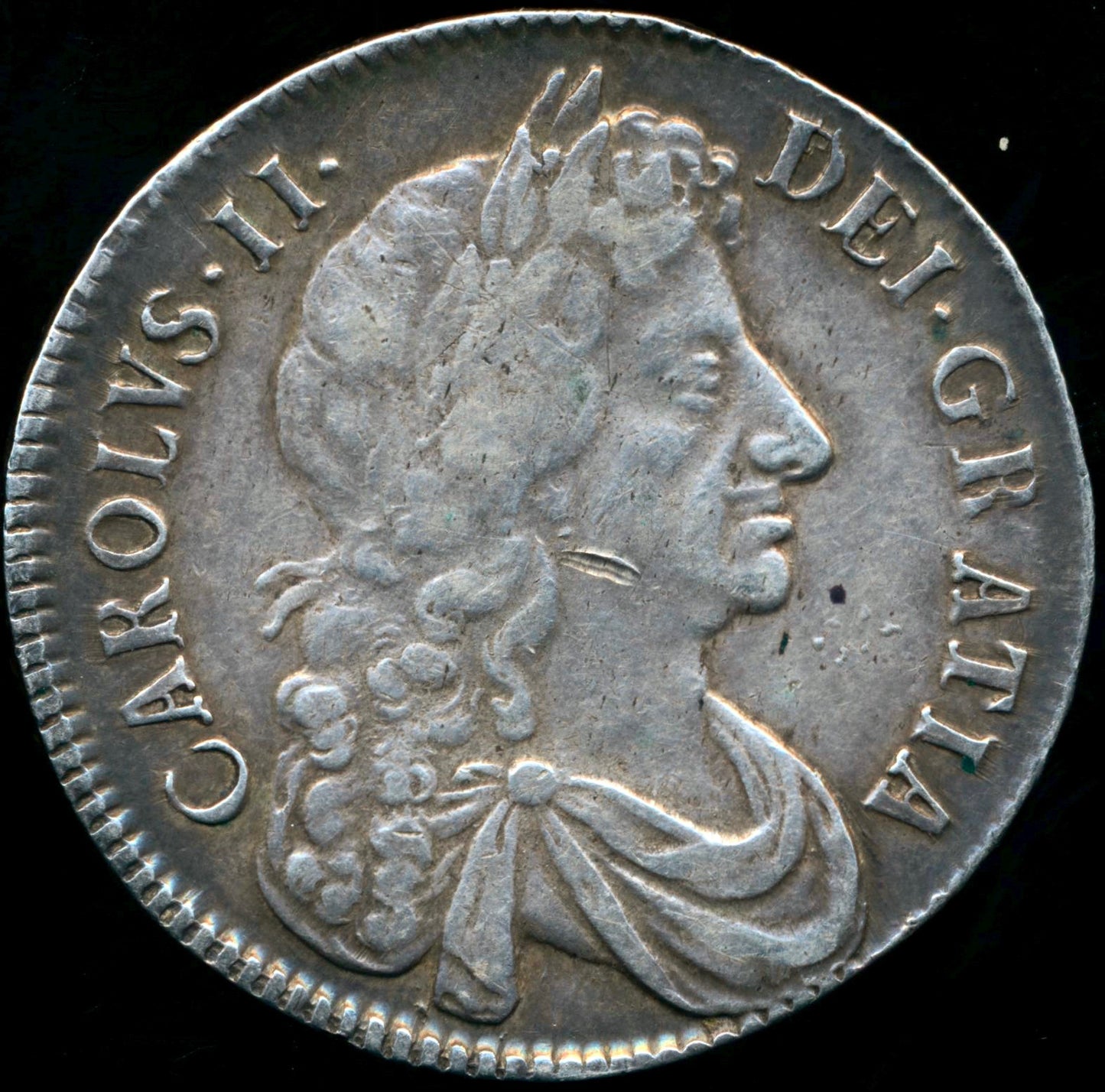 1673 Halfcrown Fourth bust Edge V. QVINTO S3367 ESC 463 Rare GVF/NEF