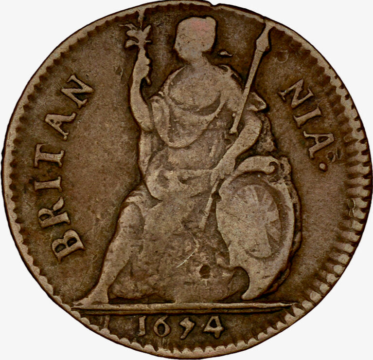 1674 Farthing S3394 BMC 527 Scarce GF/AVF