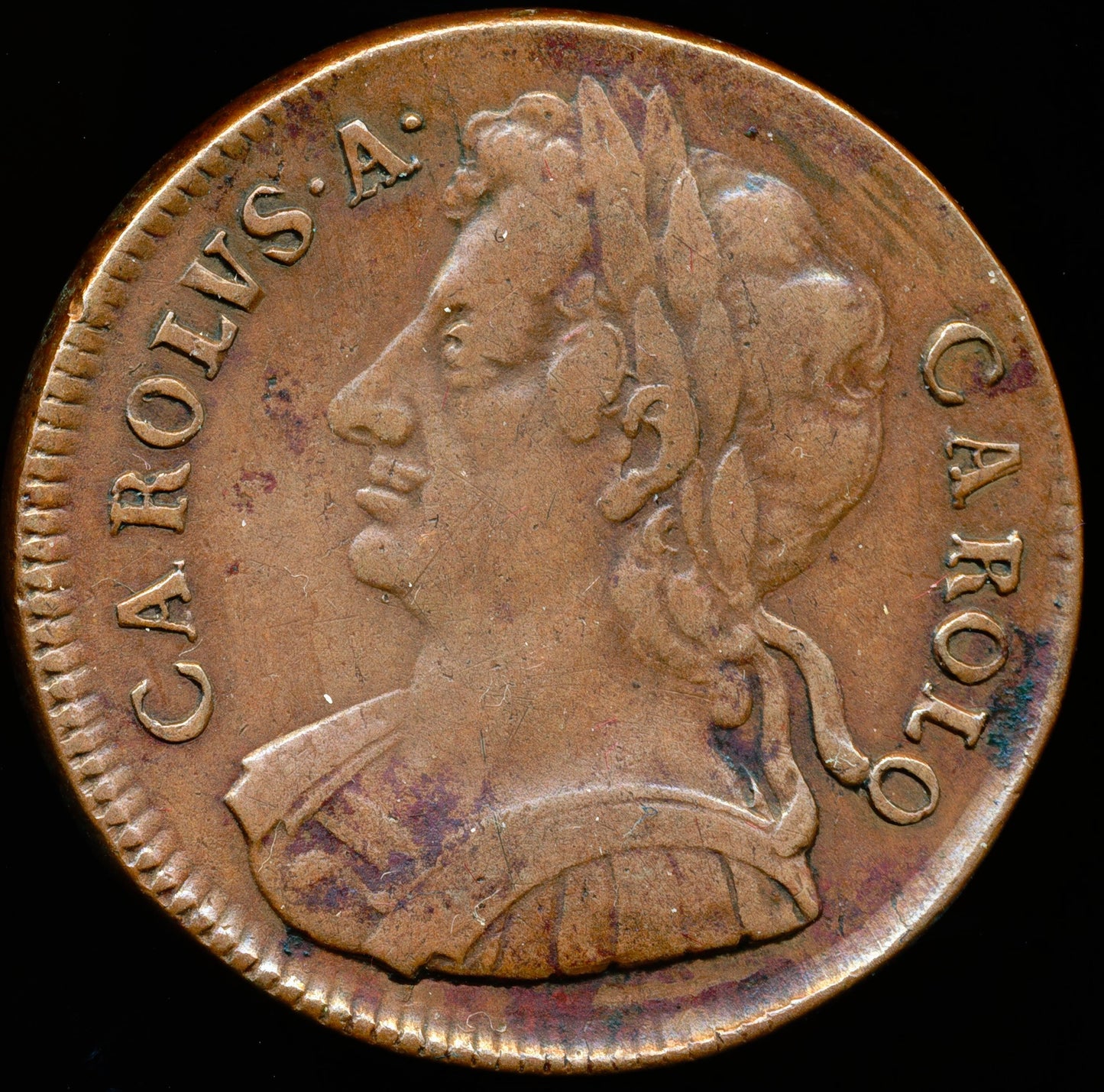 1675/3 Halfpenny S3393 BMC 516 Very Scarce GF/AVF