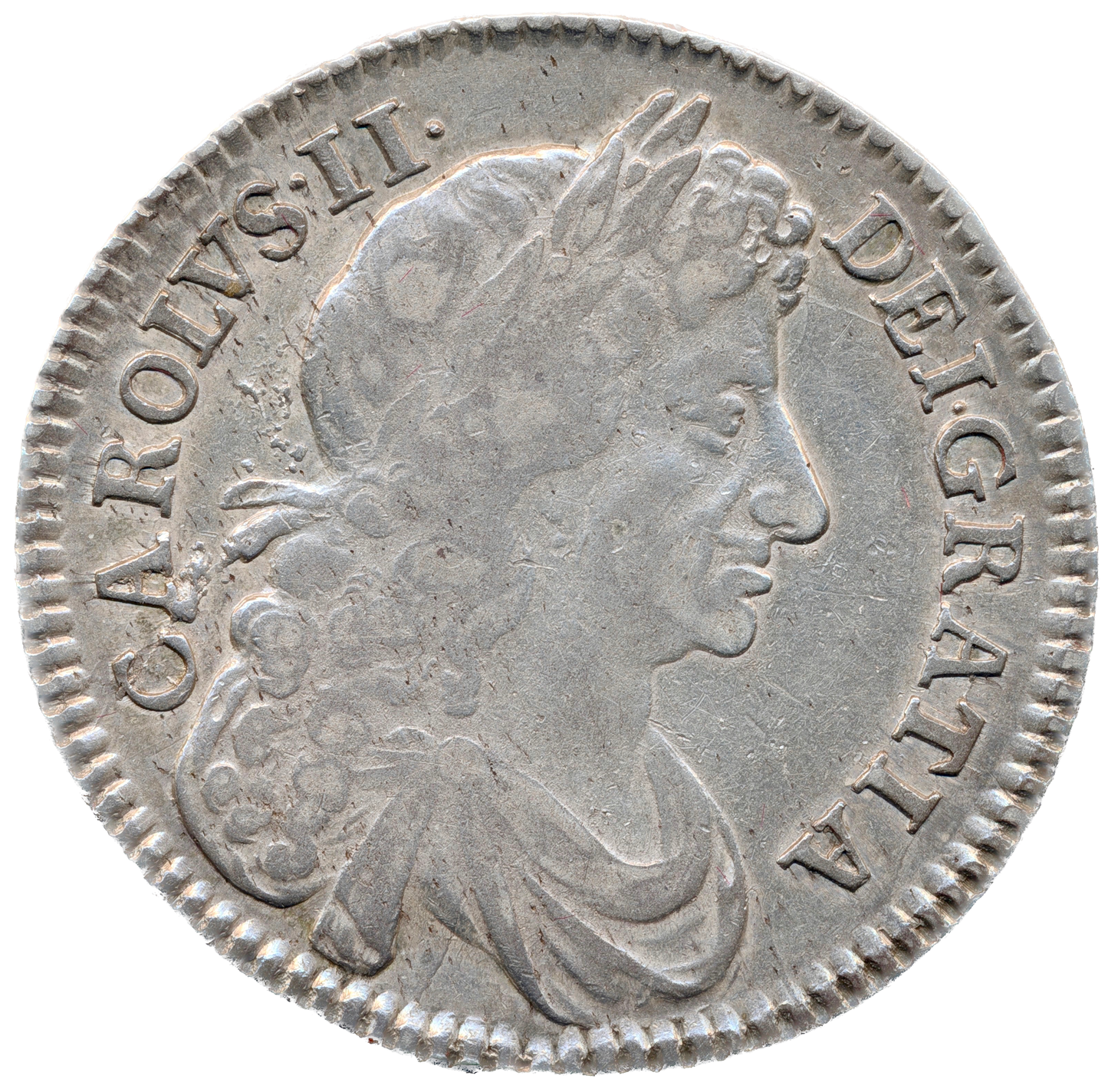 1676 Halfcrown Fourth bust Edge V. OCTAVO S3367 ESC 471 Scarce AVF