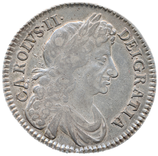 1676 Halfcrown Fourth bust Edge V. OCTAVO S3367 ESC 471 Scarce AVF