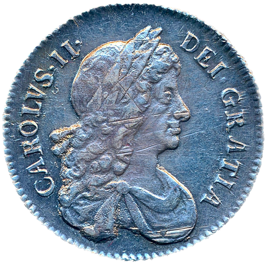 1676/5 Shilling Second bust S3376 ESC 539 Rare GVF