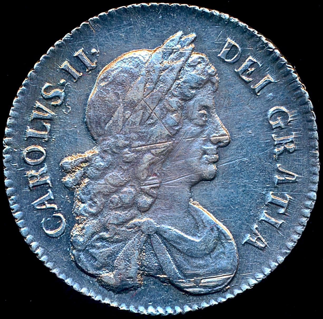 1676/5 Shilling Second bust S3376 ESC 539 Rare GVF