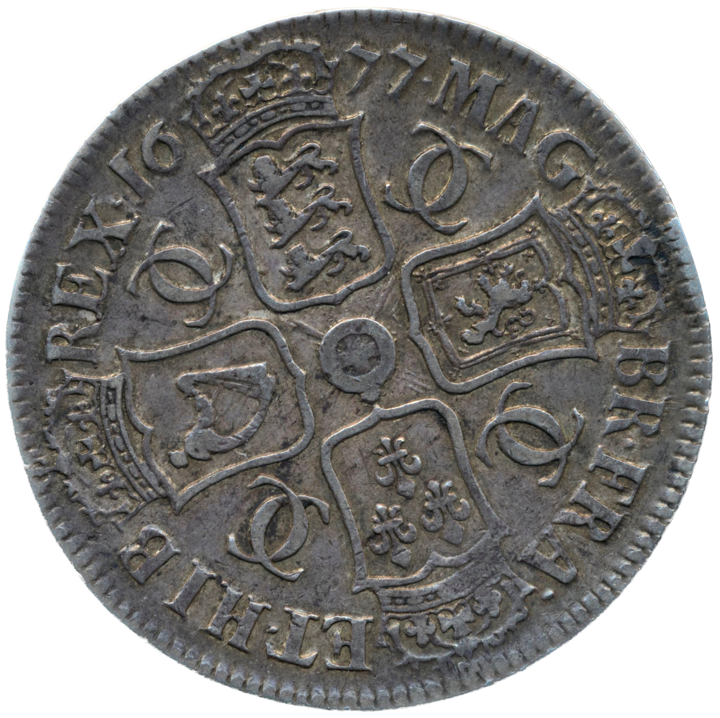 1677/6 Crown Third bust S3358 ESC 399 Very rare (R2) GF/AVF