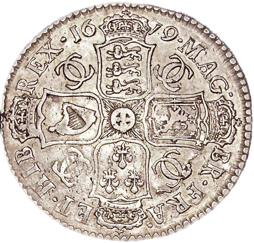 1679 Halfcrown Fourth bust Edge TRICESIMO PRIMO S3367 ESC 480 VF