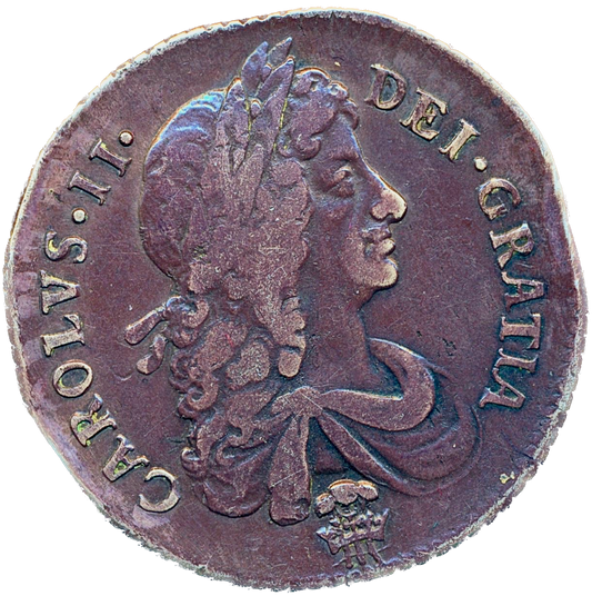 1679 Shilling Second bust Plume below bust S3376 ESC 548 Extremely rare (R3) AVF/VF