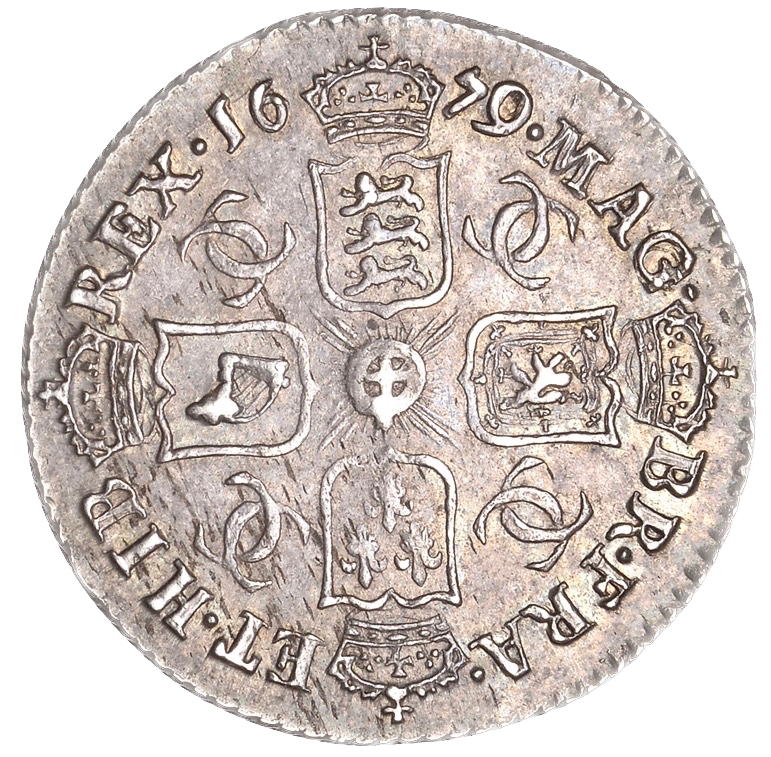1679/7 Sixpence S3382 ESC 575 Excessively rare (R5) NEF/GVF