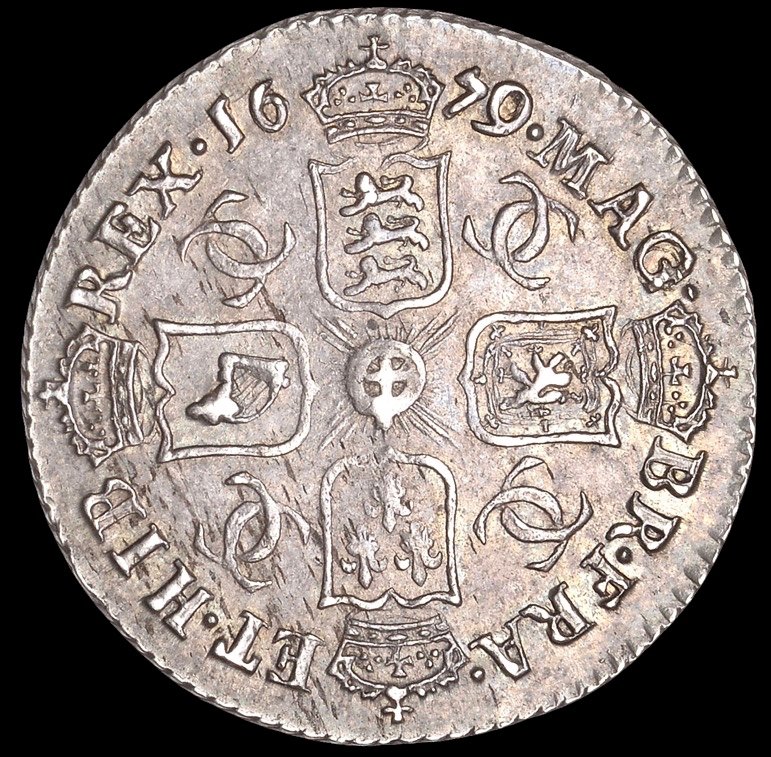 1679/7 Sixpence S3382 ESC 575 Excessively rare (R5) NEF/GVF