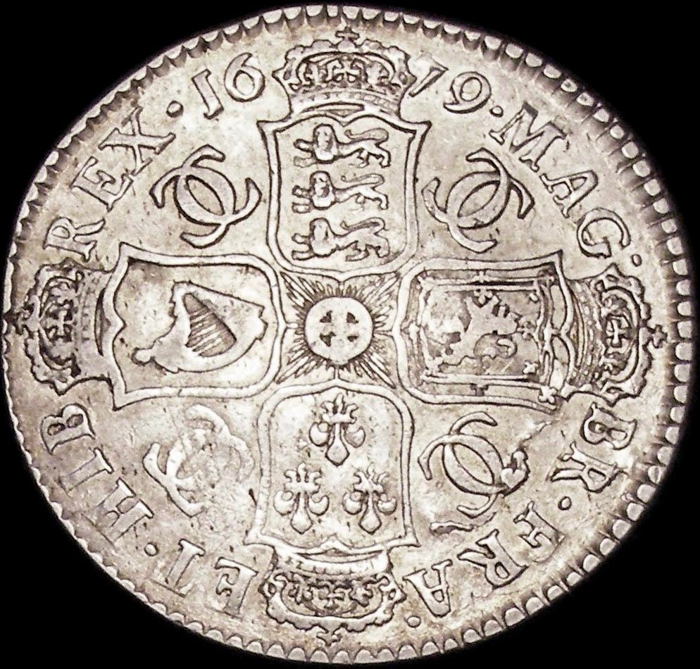 1679 Halfcrown Fourth bust Edge TRICESIMO PRIMO S3367 ESC 480 VF