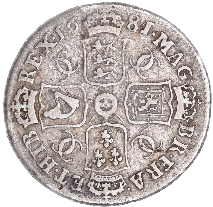 1681/0 Shilling Second bust S3375 ESC 554 Excessively rare (R5) F