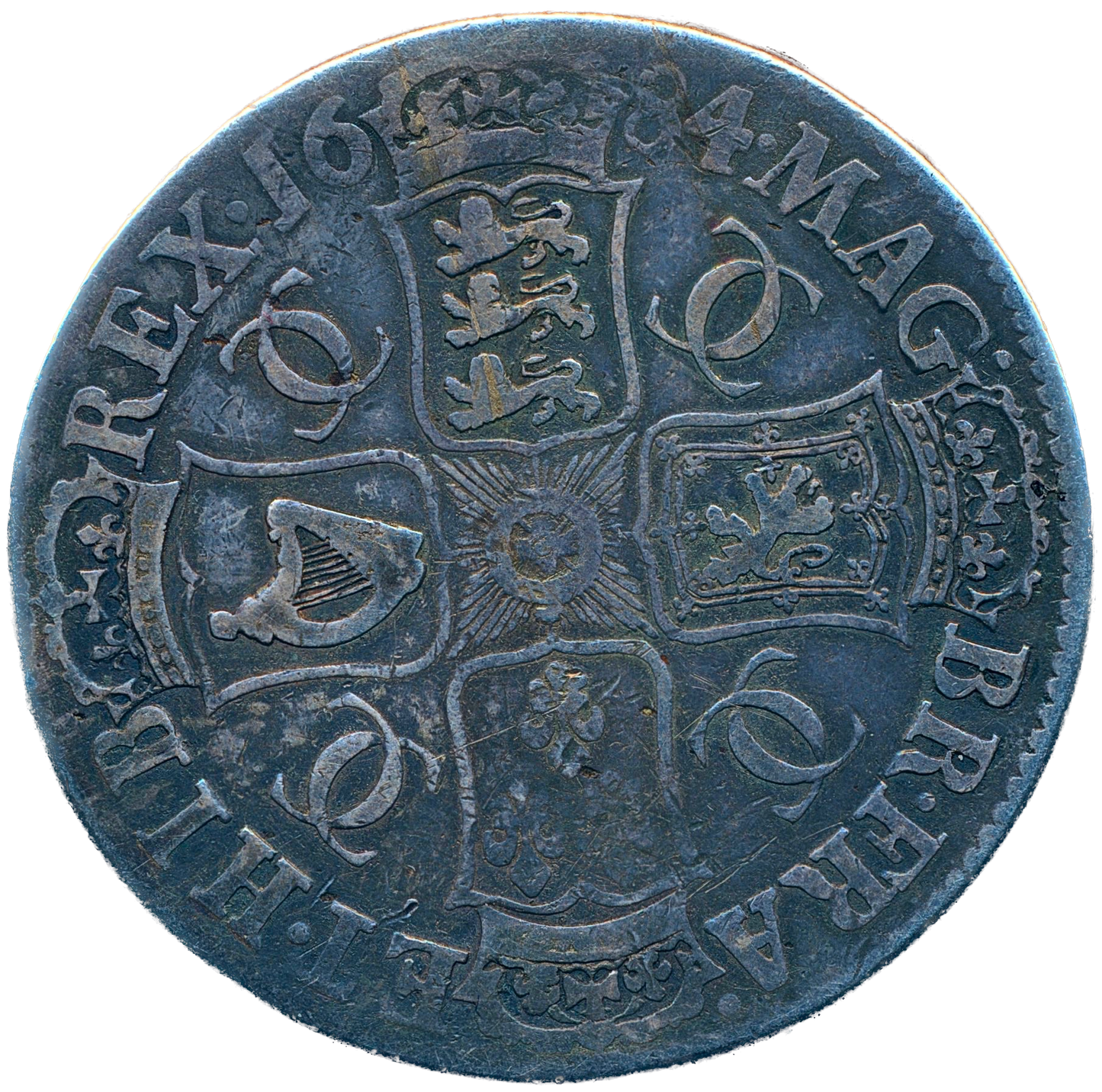 1684 Crown Fourth bust S3359 ESC 420 Rare GF
