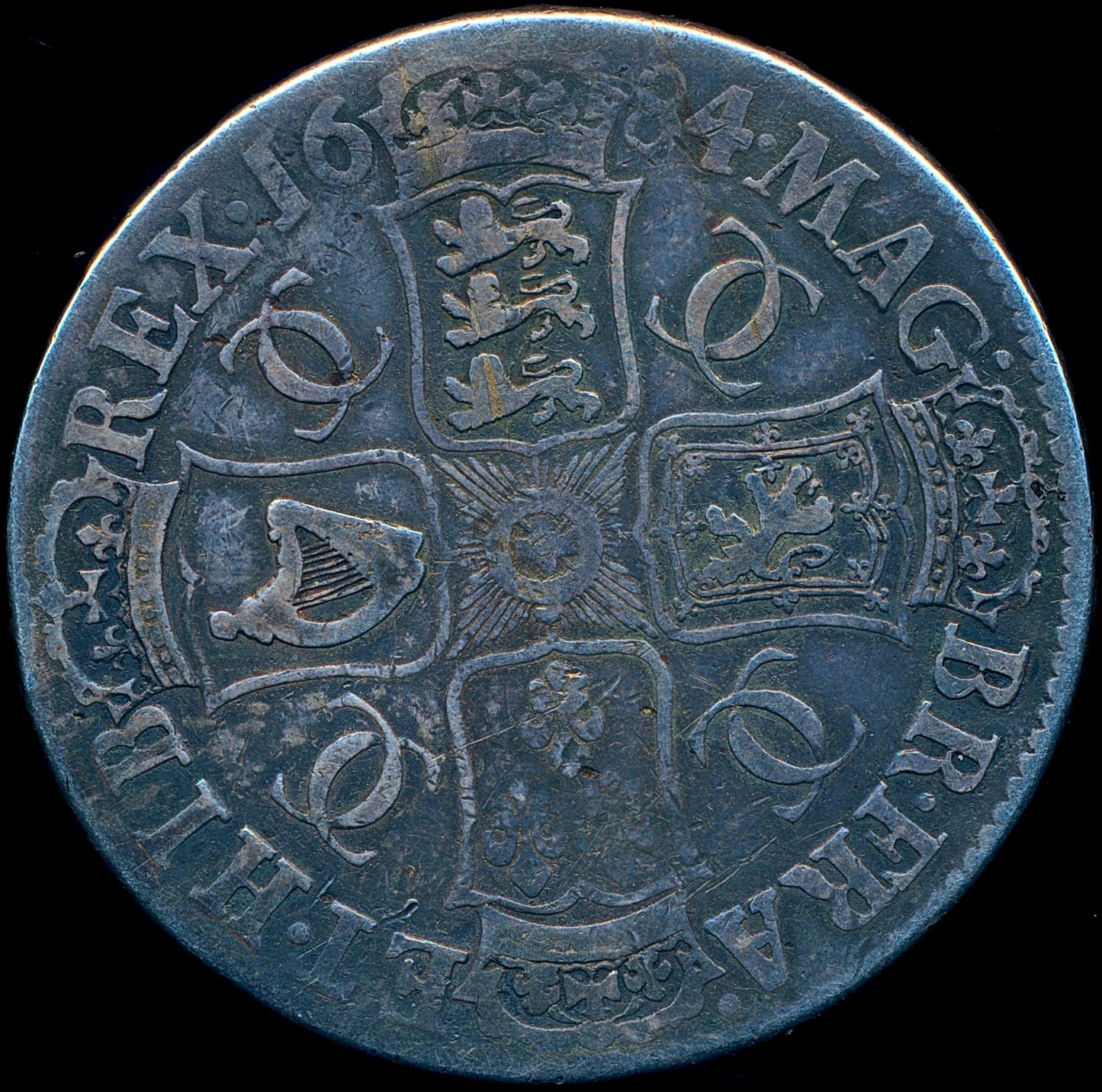 1684 Crown Fourth bust S3359 ESC 420 Rare GF