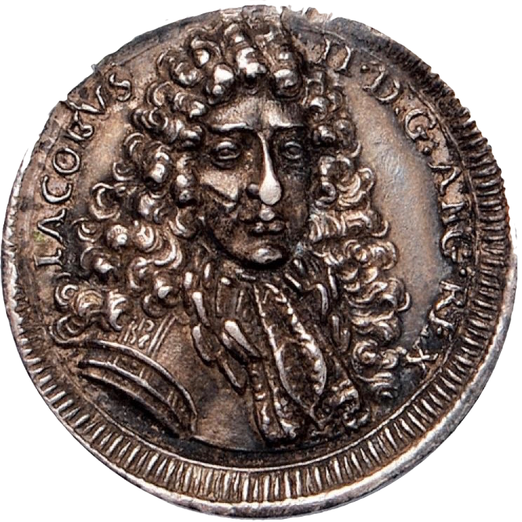 1685 Accession of James II 18mm silver medal E272 MI 604/5 Extremely rare GVF