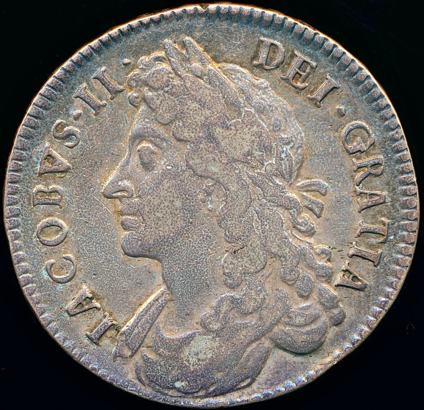 1686 Halfcrown First bust Edge TERTIO S3408 v over b in iacobvs ESC 752var NVF